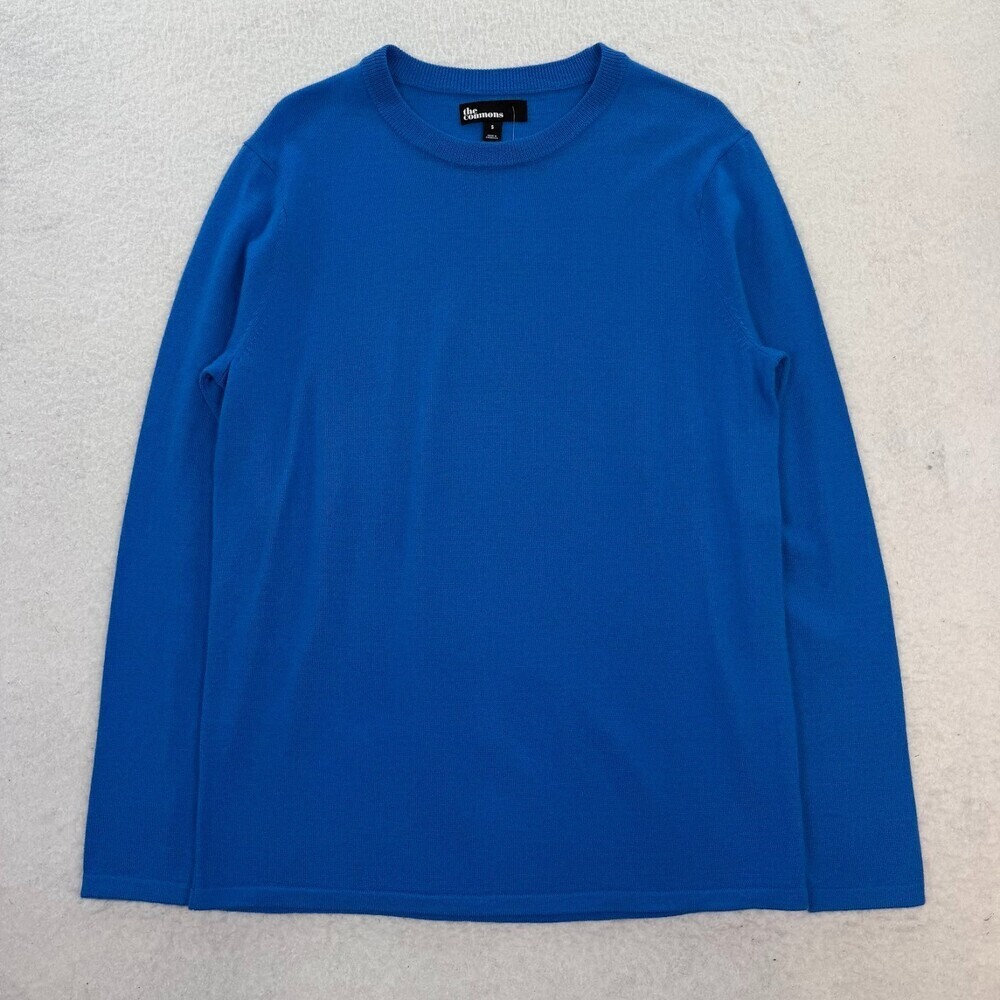 The Commons Mens Blue Merino Wool Capsule Long Sleeve Knit Crewneck Sweater Sz S
